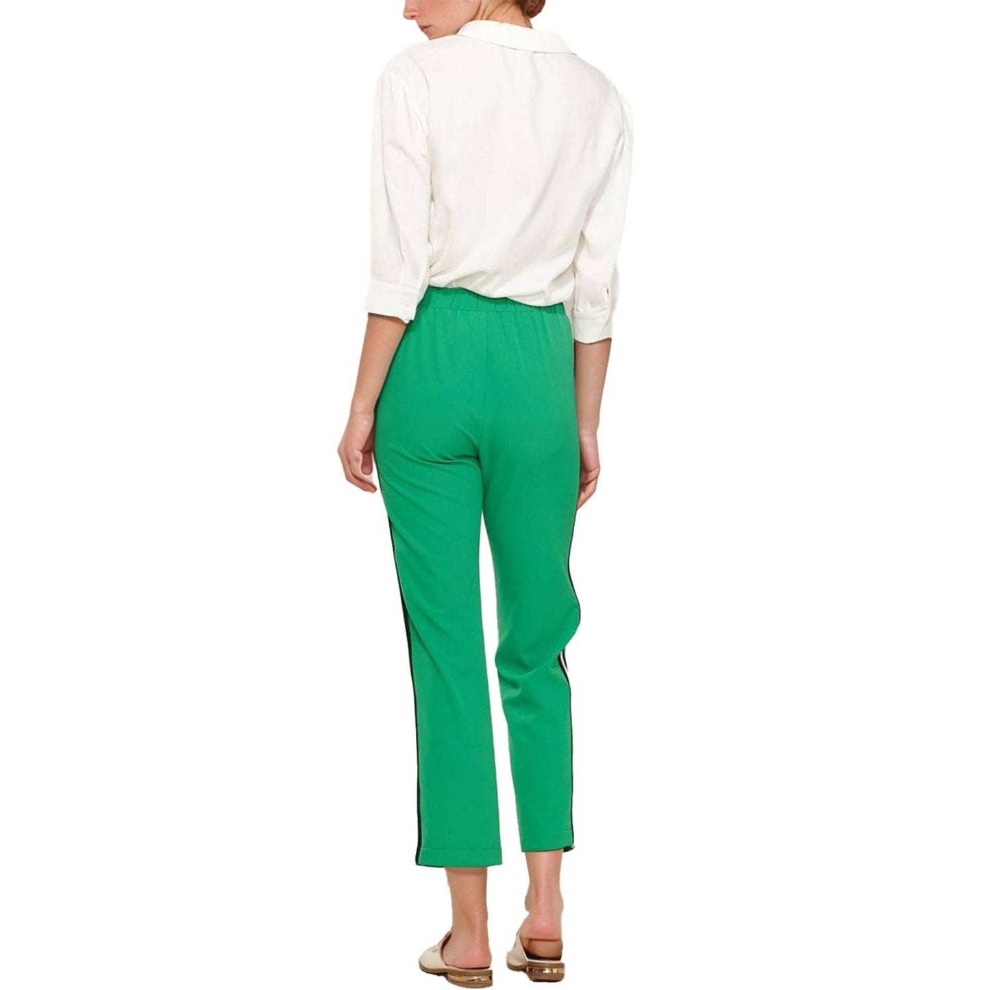 Femme Striped Side Binding Pants In Green