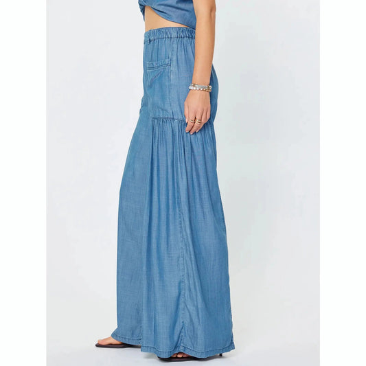 Chambray Wide Leg Palazzo Pants