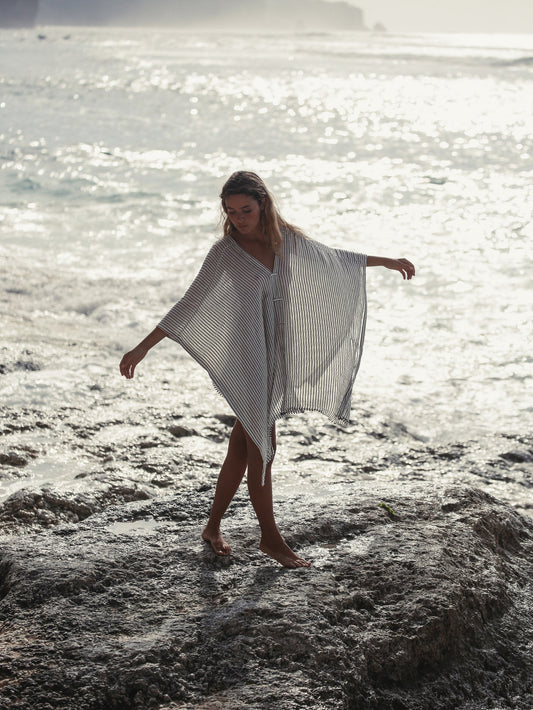 Ava Kimono Kaftan - Black Stripes. Website exclusive · Ships direct!
