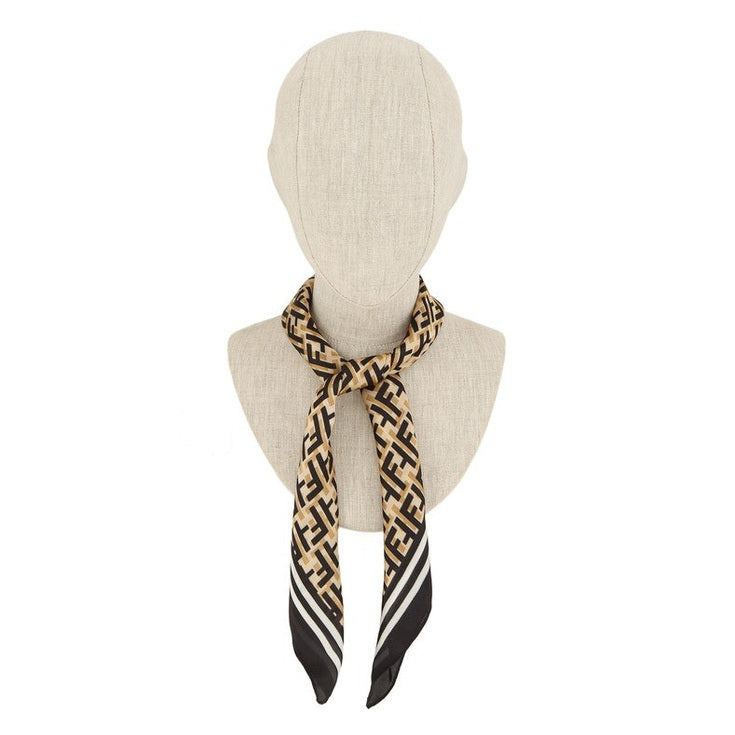 Greek Pattern Printed Square Scarf in Black