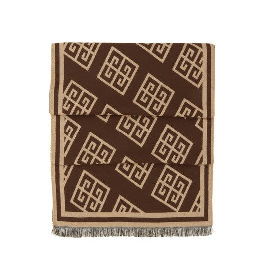 Greek Pattern Scarf – Beige & Black