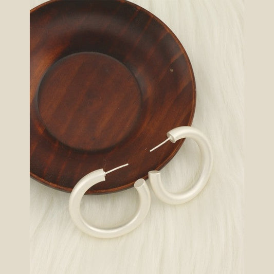 Smooth Polished Chunky Hoop Earrings in Matte Gold & Silver