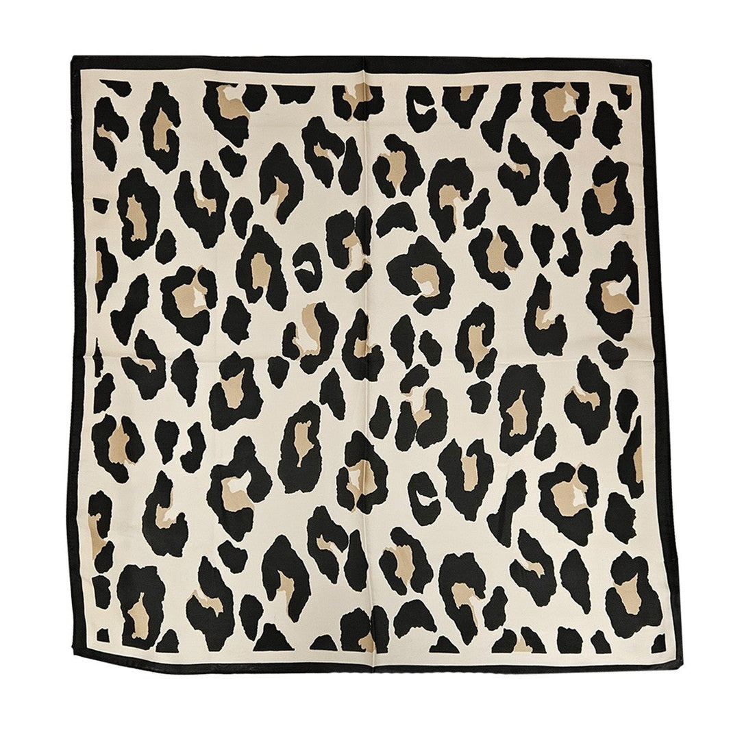 Cheetah Print Square Bandana Scarf in Beige