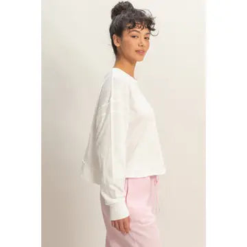 Cross Detail Open Back Long-Sleeve Top - White