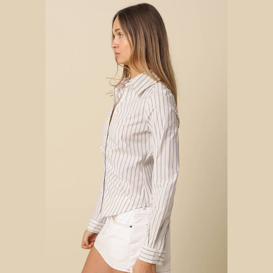 Kate Striped Fitted Shirt - Blue Stripe