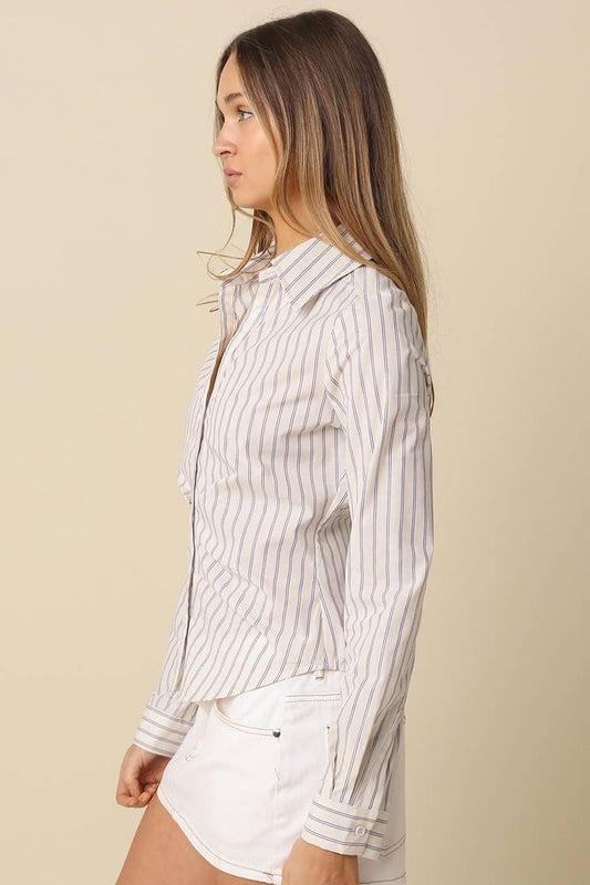 Kate Striped Fitted Shirt - Blue Stripe