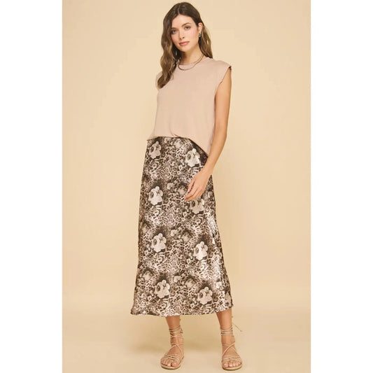 Printed Slip Animal Flower Skirt - Made in USA