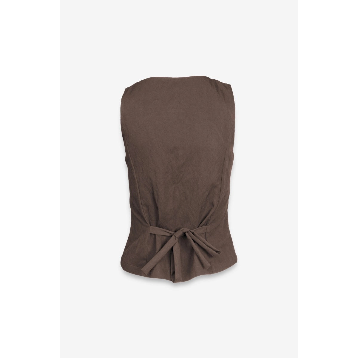 Sleeveless Woven Vest Top with Back Tie in Light Chocolate - Jaunts Boutique