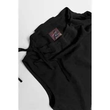 Cinched Mock Neck Sleeveless Top in Brown & Black - Jaunts Boutique