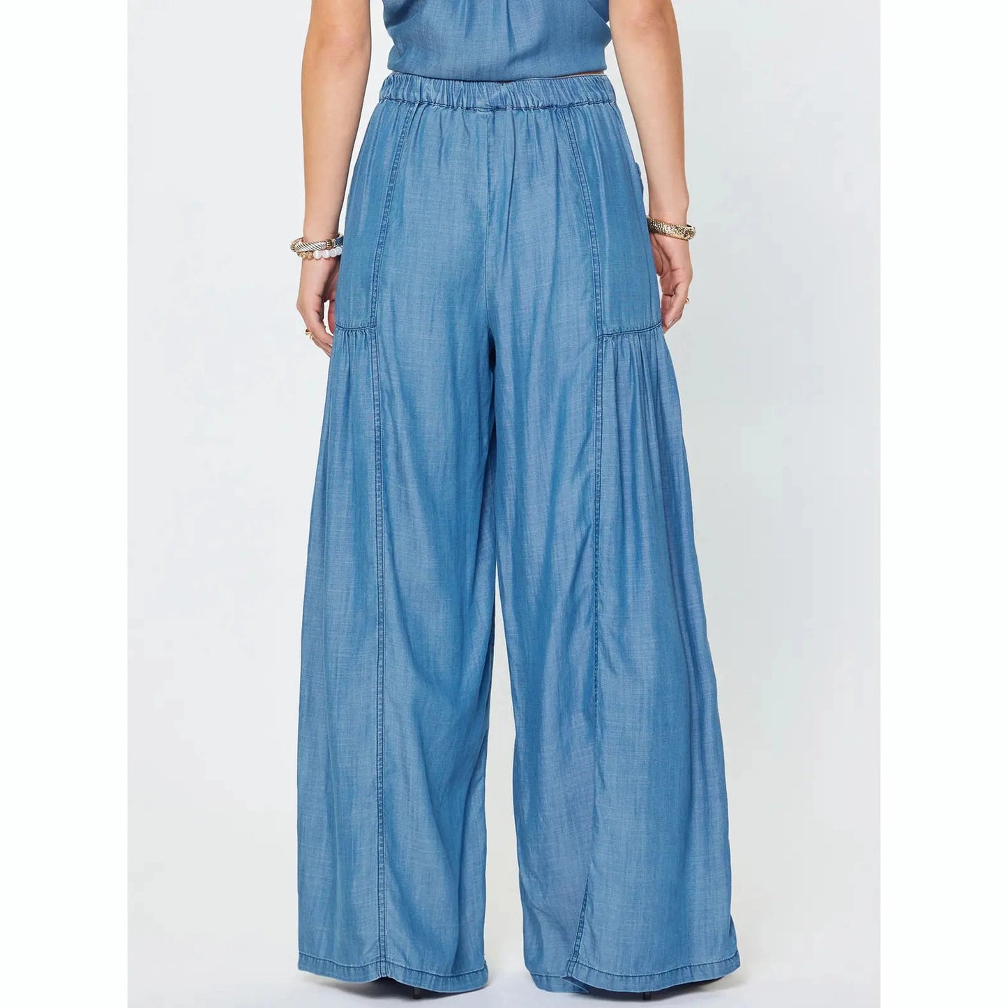 Femme Chambray Wide Leg Palazzo Pants