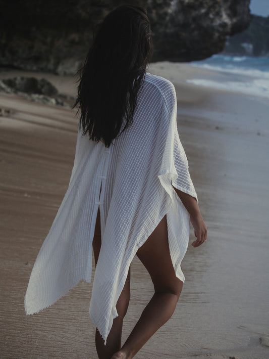 Ava Kimono Kaftan - White Stripes. Website exclusive · Ships direct!