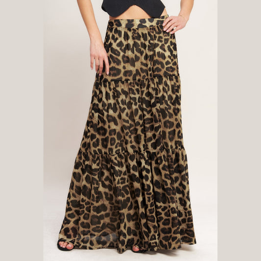 LEOPARD WOVEN MAXI SKIRT. Website exclusive · Ships direct!