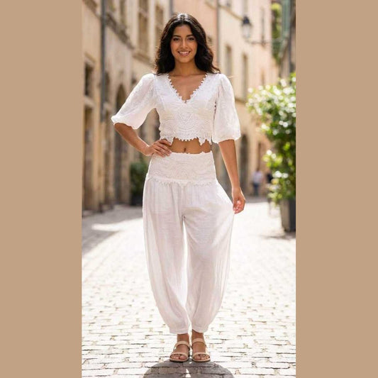 The Coastal White Detailed Lace Set - Sold Seperate