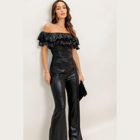 ANGEL EYES COATED WOVEN JUMPSUIT. Website exclusive · Ships direct!