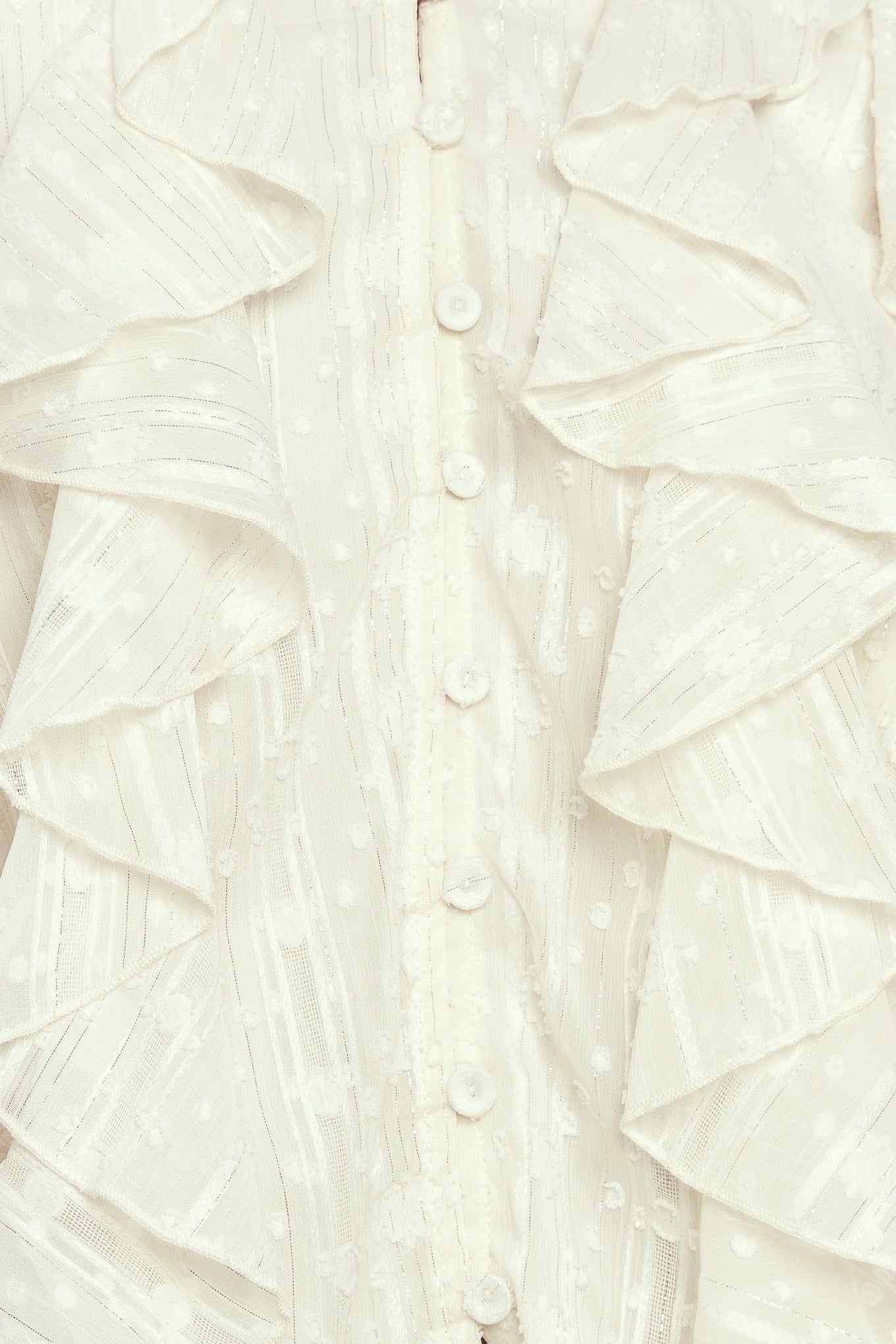 MILK & MOONLIGHT RUFFLE WOVEN BLOUSE. Website exclusive · Ships direct!