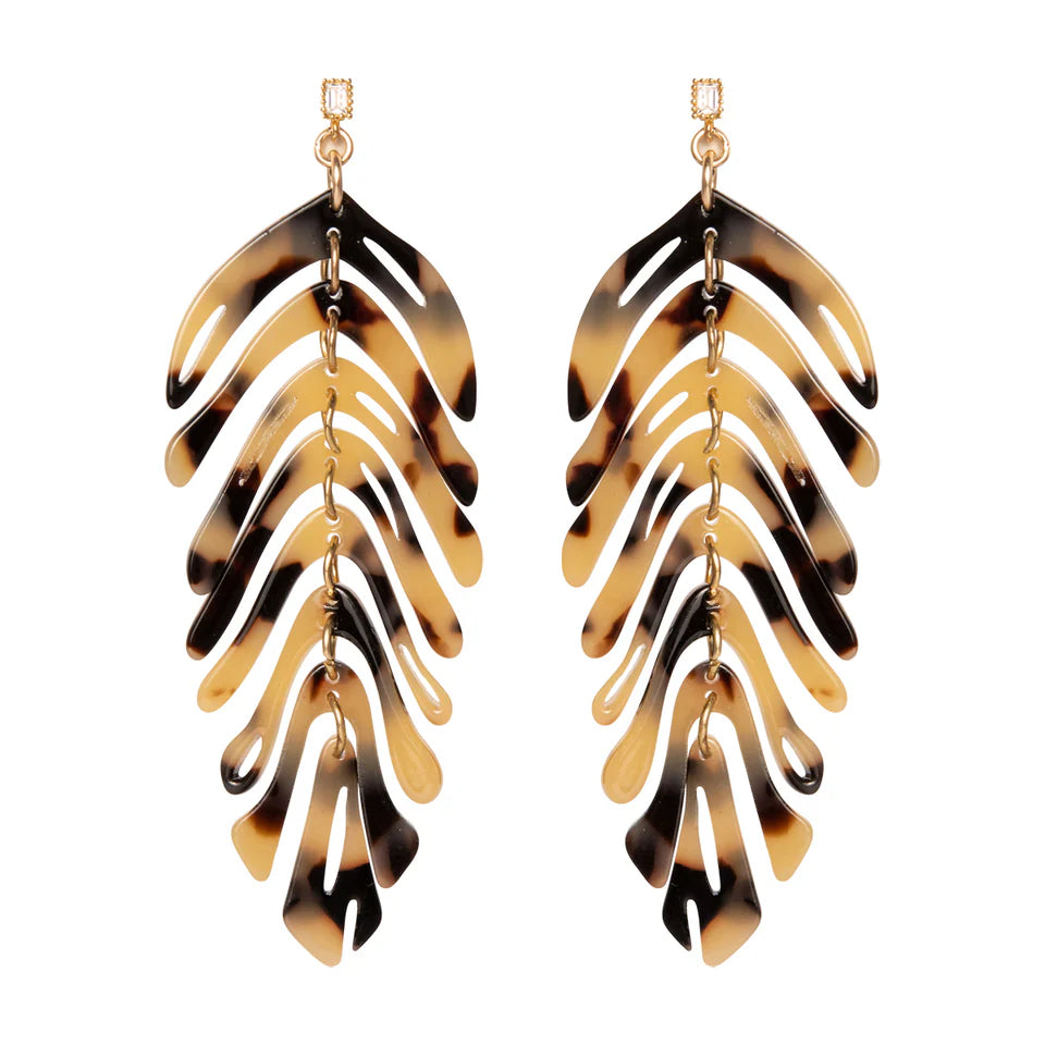 PLUME - TORTOISE SHELL Earrings - Brown & Green