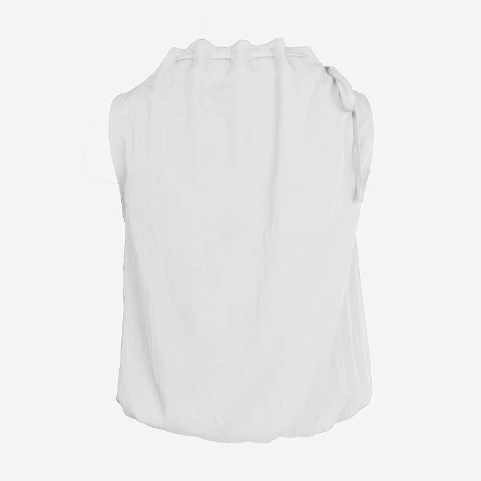 Cinched Mock Neck Sleeveless Top in White & Beige - Jaunts Boutique