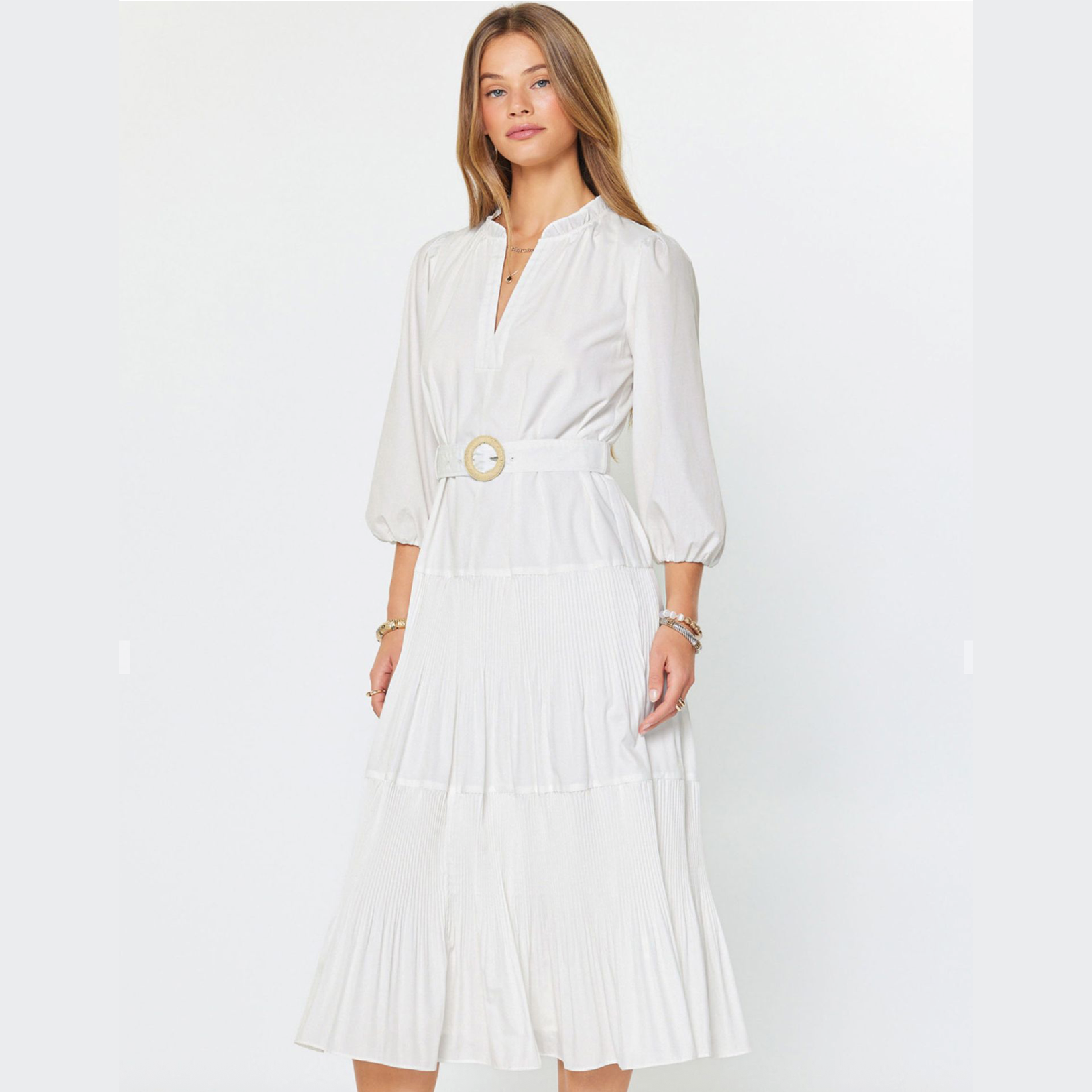 belted cotton midi dress Karen Millen Cotton Cutwork Belted Midi Dress in Cream