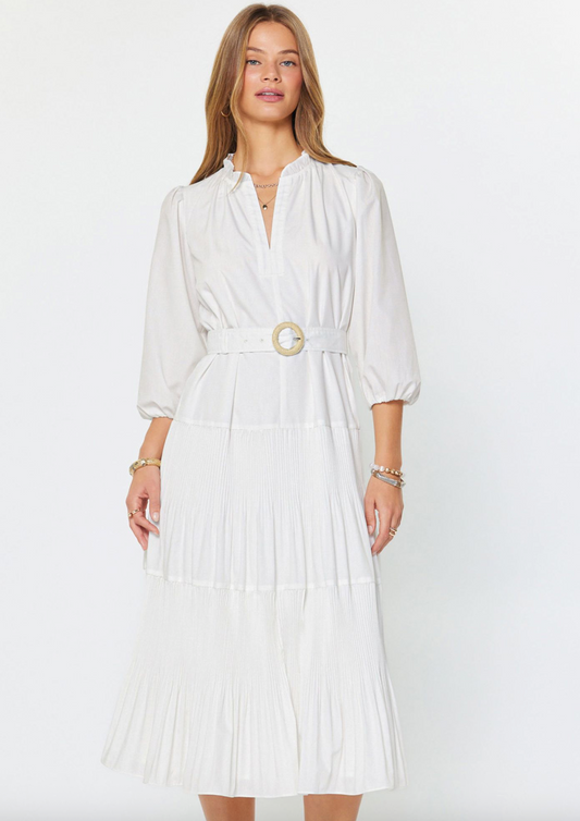 Cotton Poplin Belted Midi Dress