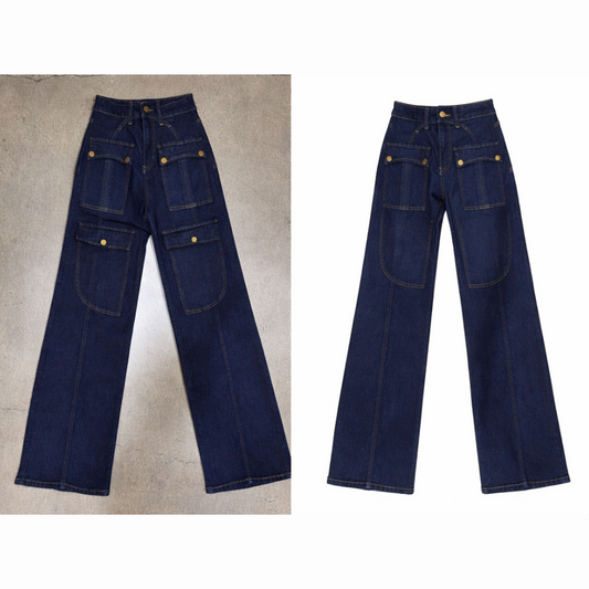 Stretch Utility Wide-Leg Denim