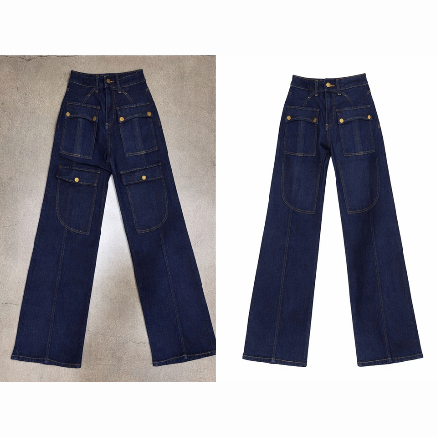 Femme Stretch Utility Wide-Leg Denim