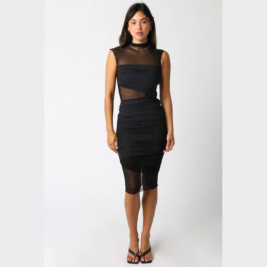 ✨ Sheer Confidence Mesh Midi Dress - Black