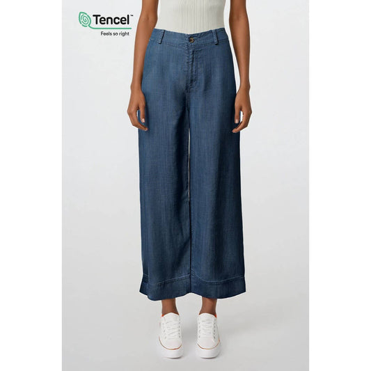 Tencel Wide Leg Cropped Denim Pants - Jaunts Boutique