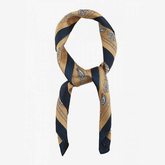 Monochrome Paisley Teardrop Scarf in Beige
