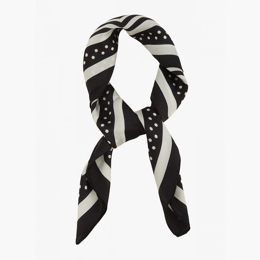 Geometric Polka Dot Square Scarf - Black & White