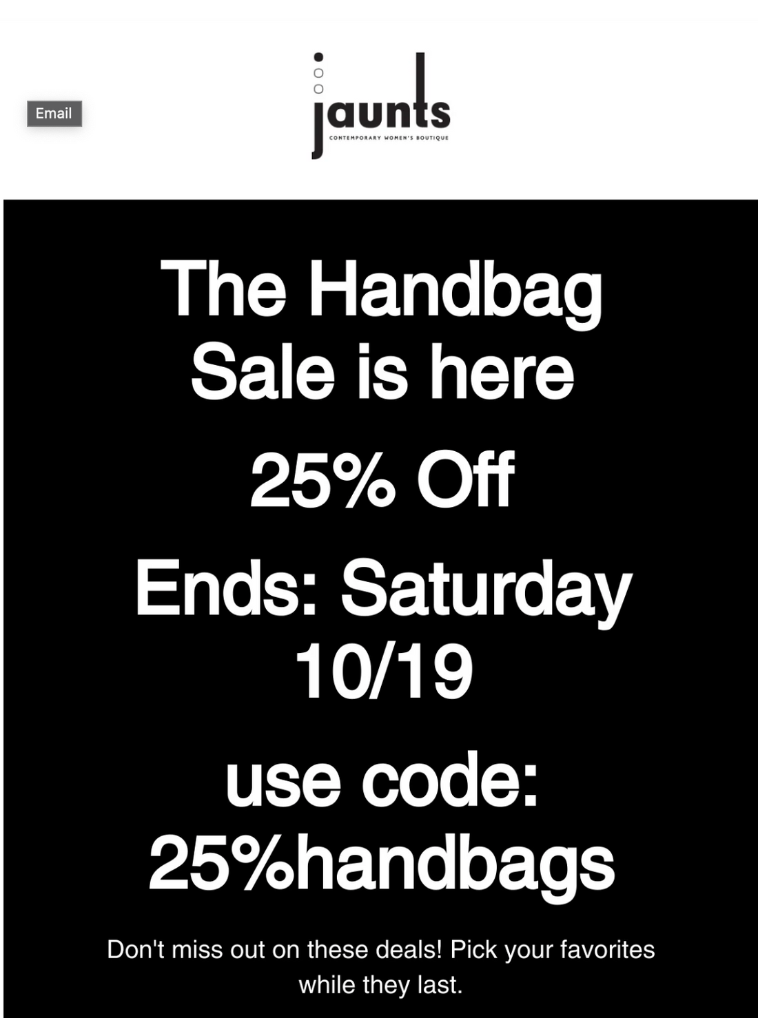 Jaunts Handbag Sale!