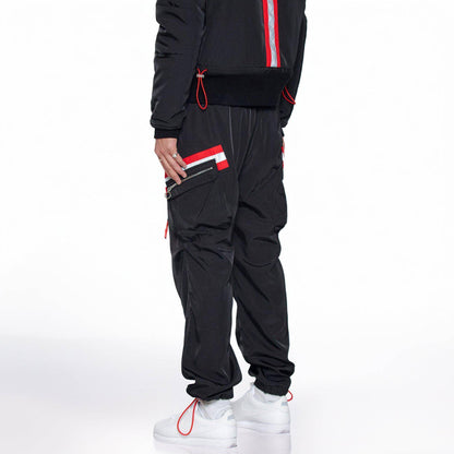 Homme  Reflective Tape Utility Cargo Pants in Black