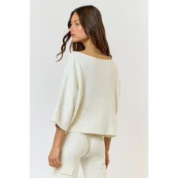 Lalavon Boat Neck Sweater in Cream