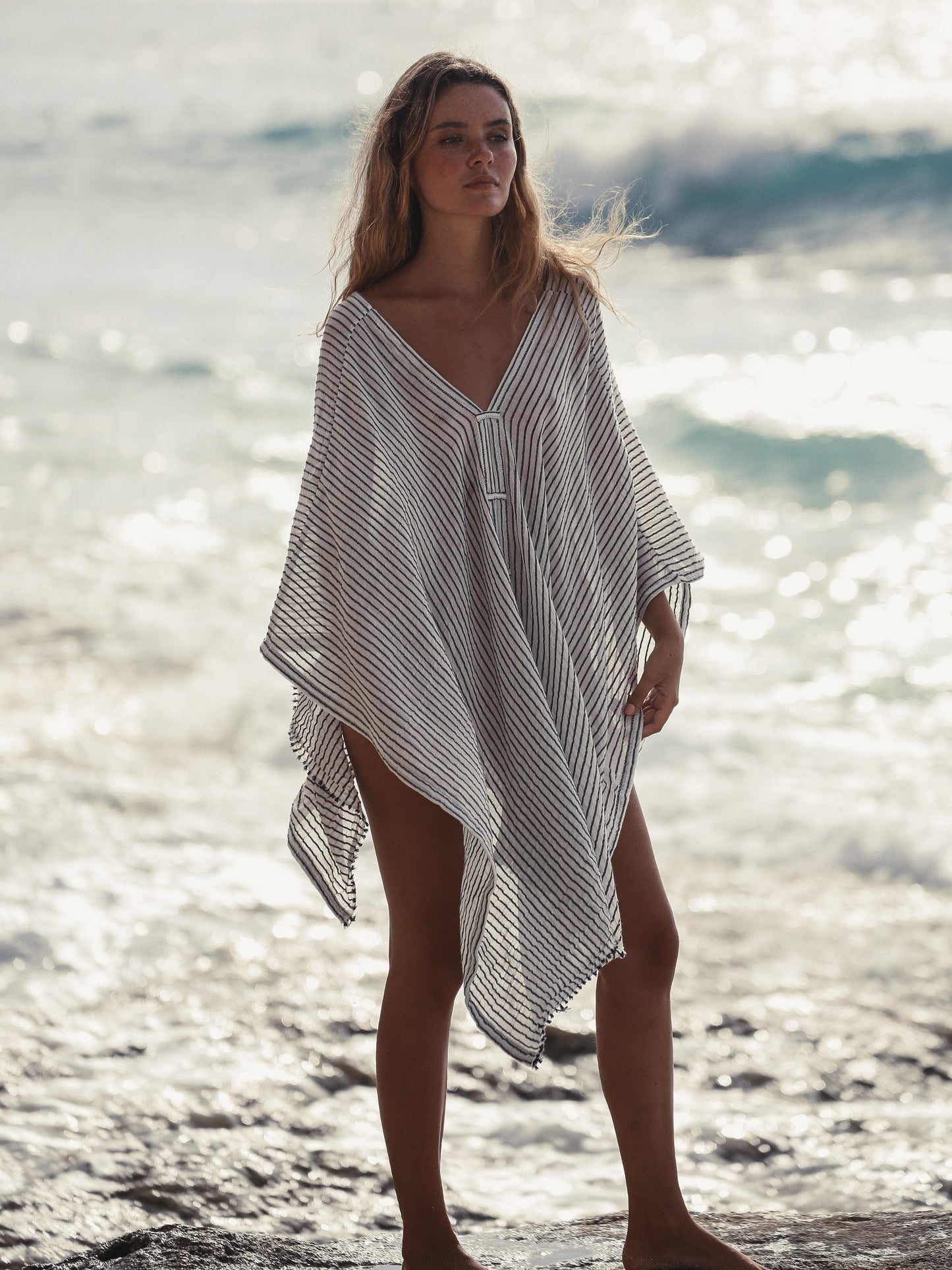 Ava Kimono Kaftan  - Black Stripes. Website exclusive · Ships direct!