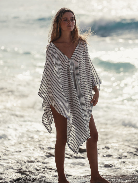 Ava Kimono Kaftan  - Black Stripes. Website exclusive · Ships direct!