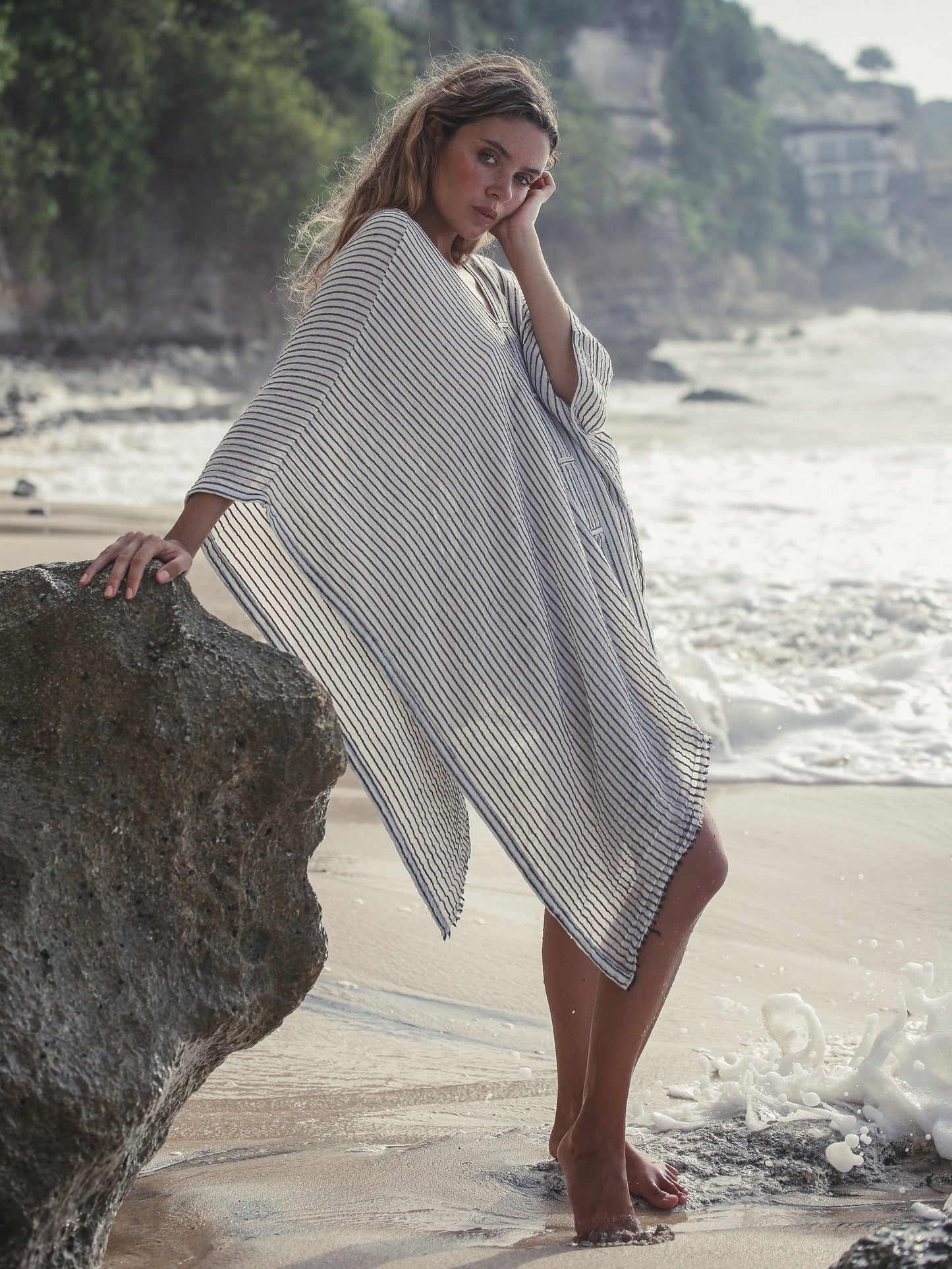 Ava Kimono Kaftan  - Black Stripes. Website exclusive · Ships direct!