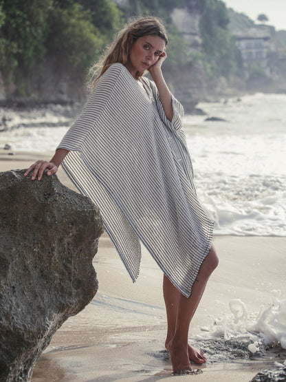 Ava Kimono Kaftan  - Black Stripes. Website exclusive · Ships direct!