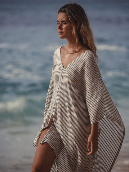 Ava Kimono Kaftan  - Black Stripes. Website exclusive · Ships direct!