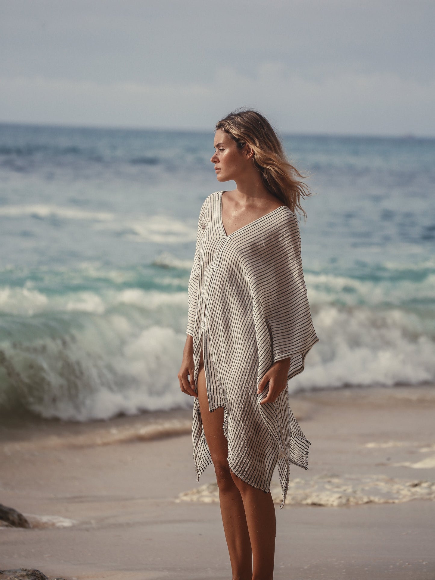 Ava Kimono Kaftan  - Black Stripes. Website exclusive · Ships direct!