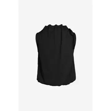 Cinched Mock Neck Sleeveless Top in Brown & Black - Jaunts Boutique 