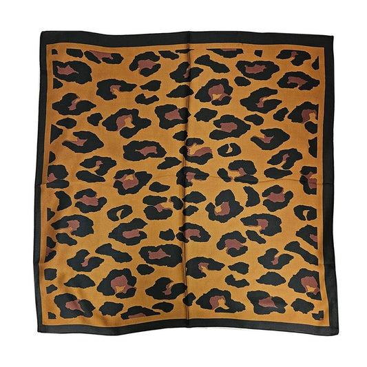 Cheetah Print Square Bandana Scarf in Bronze and Cream