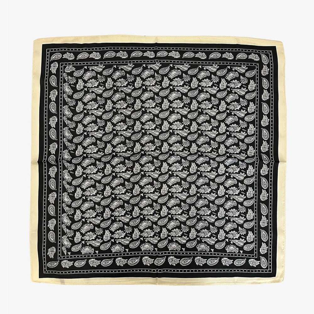 Monochrome Paisley Teardrop Scarf – Black