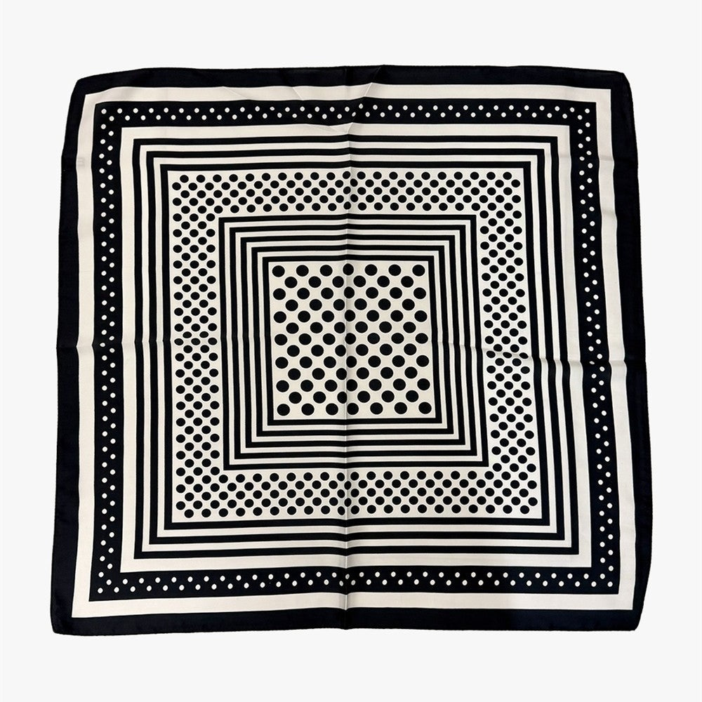 Geometric Polka Dot Square Scarf - Black & White