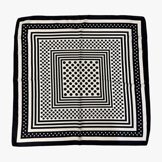 Geometric Polka Dot Square Scarf - Black & White