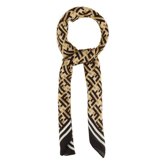 Greek Pattern Printed Square Scarf in Black