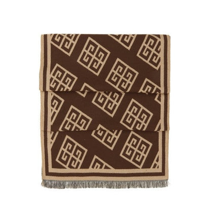 Greek Pattern Scarf – Beige & Black
