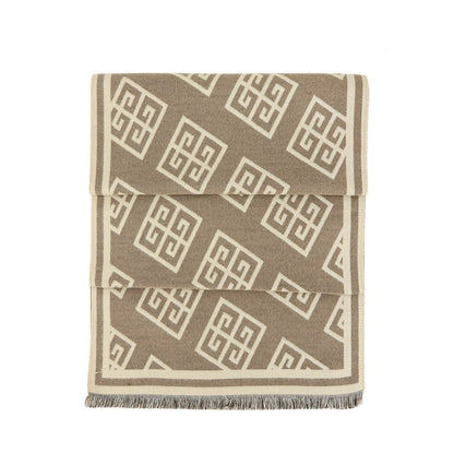 Greek Pattern Scarf – Beige & Black