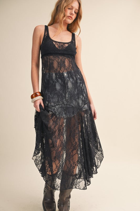Black Lace Midi Dress