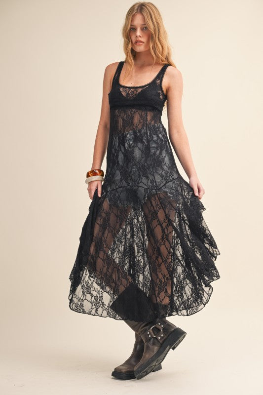 Black Lace Midi Dress