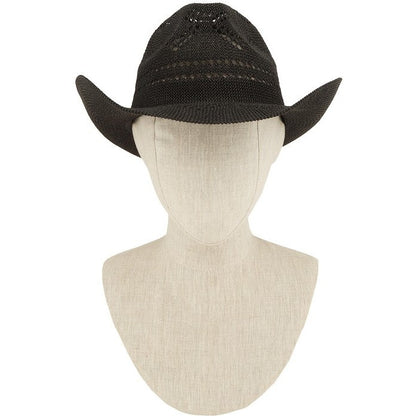 Hollow Straw Western Fedora Hat – Black