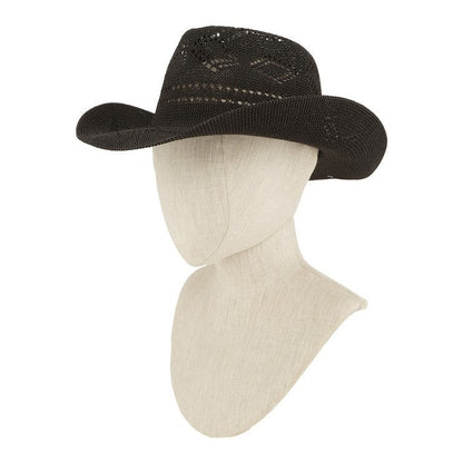 Hollow Straw Western Fedora Hat – Black